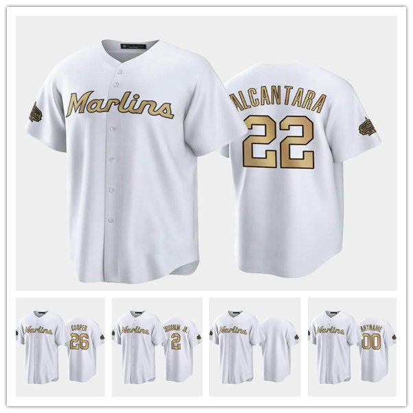 2022 All-Star NL Miami''Marlins''MEN White #22 Sandy Alcantara #2 Jazz Chisholm Jr. #26 Garrett Cooper baseball Jersey, Custom name number
2022 All-Star NL Miami''Marlins''MEN White #22 Sandy Alcantara #2 Jazz Chisholm Jr. #26 Garrett Cooper baseball Jersey, Custom name number