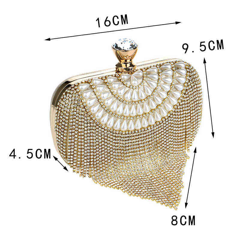 Evening Bags Gloig Fashion Women Tassel Evening Bags Diamonds Beaded Clutch Wedding Purse Shoulder Party Laides Case 220516