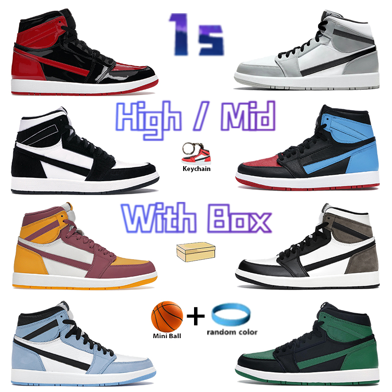 With Box High 1 1s Basketball Shoes Men Sneakers Mid Light Smoke Grey Bred Patent Pine Green Black Twist University Blue Dark Mocha Women Trainers, Double shoe box
With Box High 1 1s Basketball Shoes Men Sneakers Mid Light Smoke Grey Bred Patent Pine Green Black Twist University Blue Dark Mocha Women Trainers, Double shoe box
