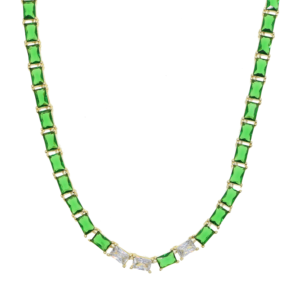 Tennis Chain Choker: Cubic Zirconia Emerald Green Choker Necklace Sier Jewelry for Women