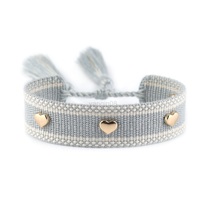 Woven Friendship Bracelet For Women Adjustable Rope Bracelets Cotton Heart Tassel Embroidery Bracelet Wholesale Jewelry G220801