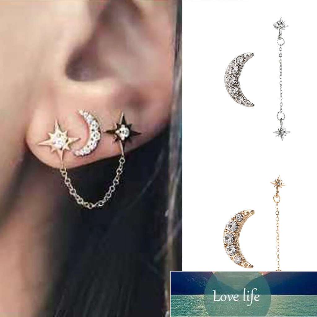 Stud Fashion Sweet And Cute Personality Creative Flash Drill Hollow Star Moon Earring Vintage Geometric Jewelry Earrings For Women