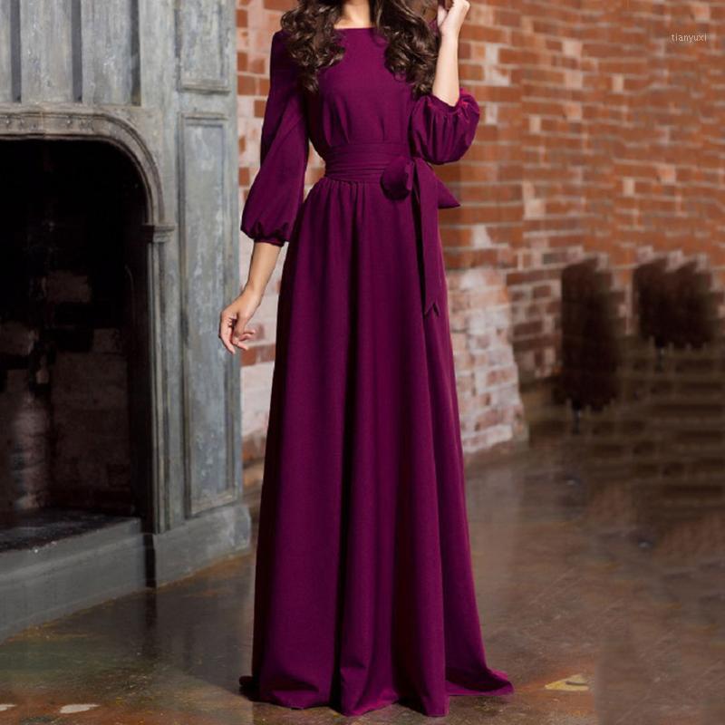 Casual Dresses Fashion Women With Belt Vintage Long Dress Lantern Sleeve Loose Solid Party Evening Vestidos De Fiesta, Purple
Casual Dresses Fashion Women With Belt Vintage Long Dress Lantern Sleeve Loose Solid Party Evening Vestidos De Fiesta, Purple
