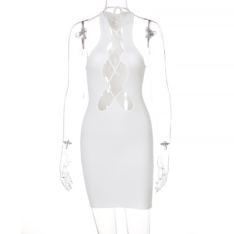 Black Sexy Cut Out Party Bandage Dresses for Women's Summer Elegant Fashion Bodycon Mini Dress Woman White Club Outfits 220406