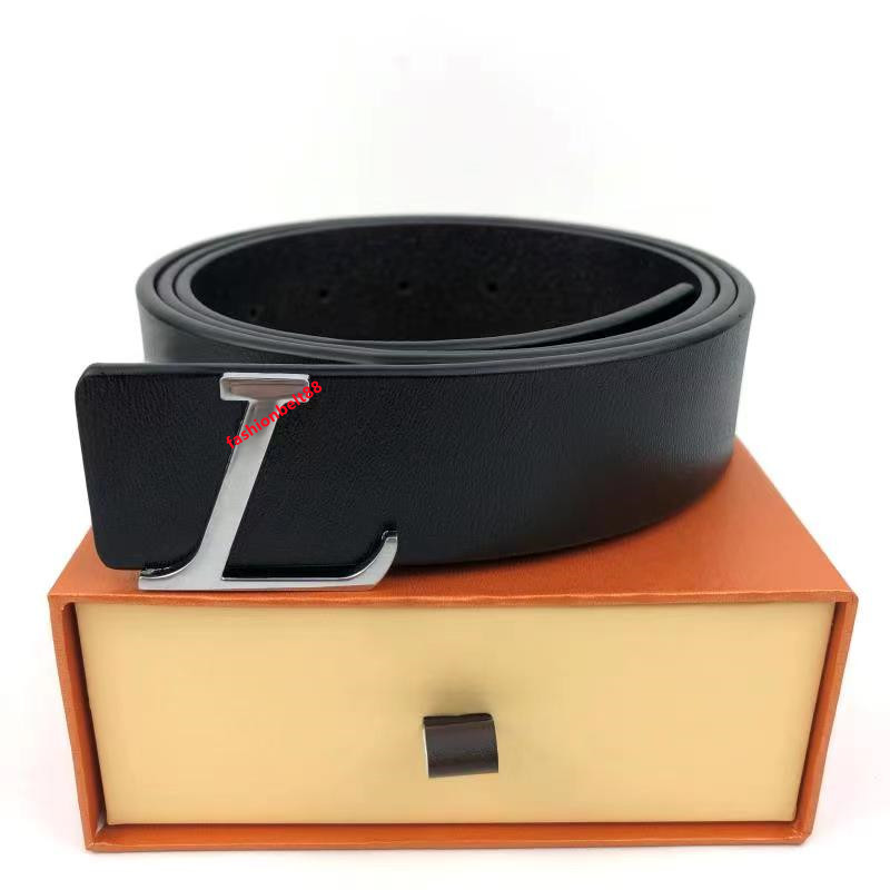 Men Designers Belts Classic fashion luxury casual letter L smooth buckle womens mens leather belt width 3.8cm orange 8HEZ, White
