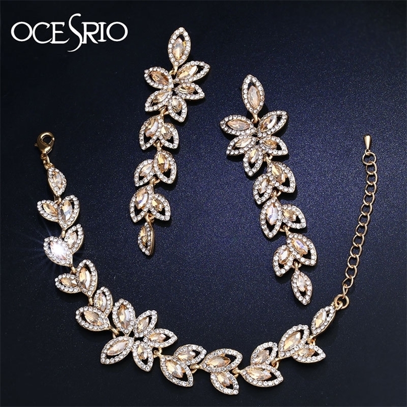 OCESRIO Crystal Bridal Jewelry Sets Gold Flower Earrings Bracelets Wedding Jewelry Sets for Brides Bridesmaid Jewelry brt-a02 201222 
OCESRIO Crystal Bridal Jewelry Sets Gold Flower Earrings Bracelets Wedding Jewelry Sets for Brides Bridesmaid Jewelry brt-a02 201222