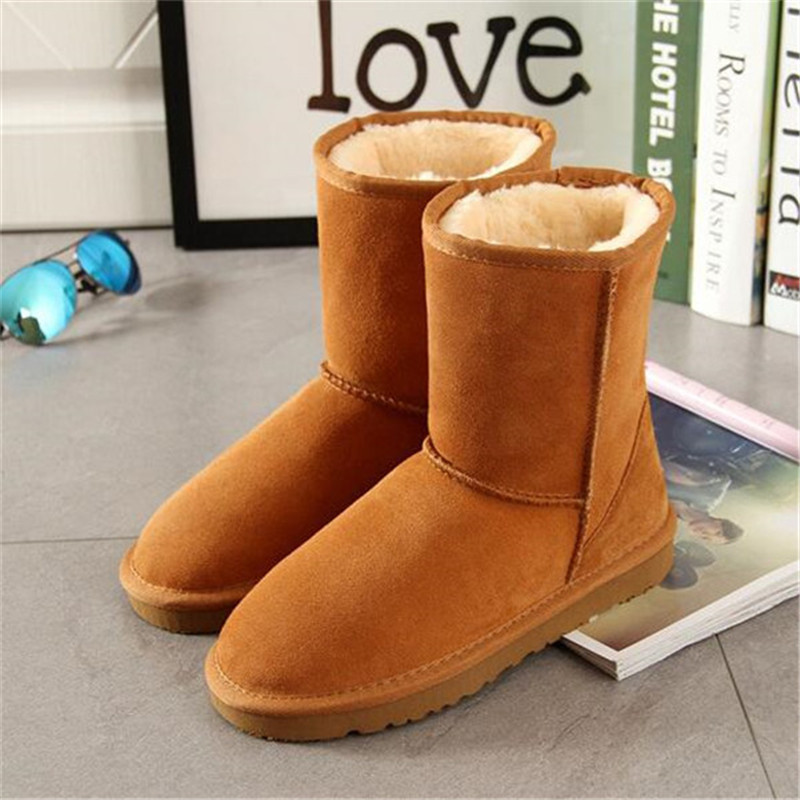 AUS Classical U5825 women short middle snow boots keep warm boot Sheepskin Cowskin Genuine Leather Plush boots with dustbag high quality Beautiful gif