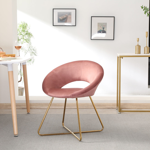 Furniture Modern velvet dining chair 1 set upholstered upholstered comfortable table and dressing living room bedroom vanity (gold base)