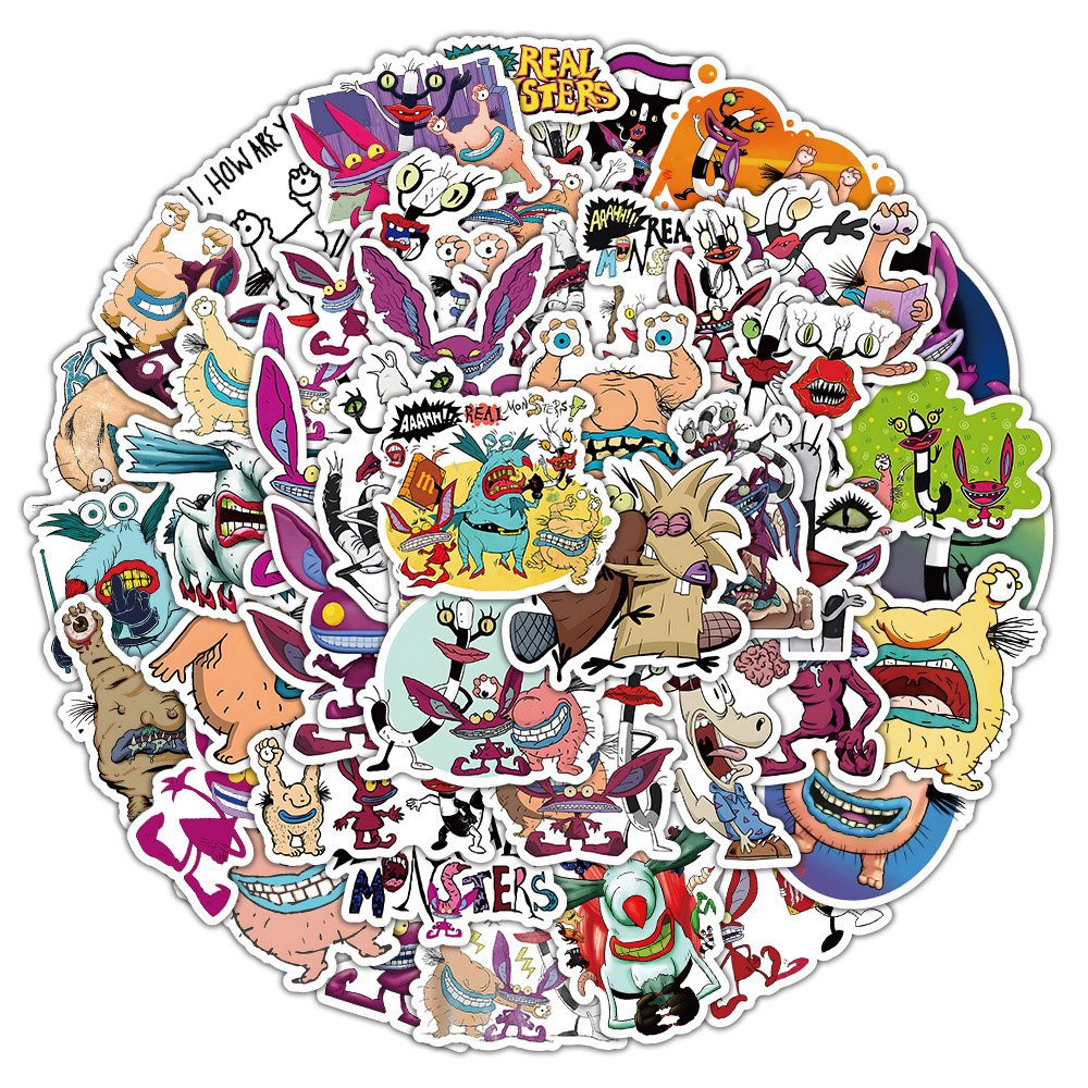 50Pcs Anime Aaahh Real Monsters Sticker Cartoon Graffiti Stickers for DIY Luggage Laptop Skateboard Motorcycle Bicycle Stickers