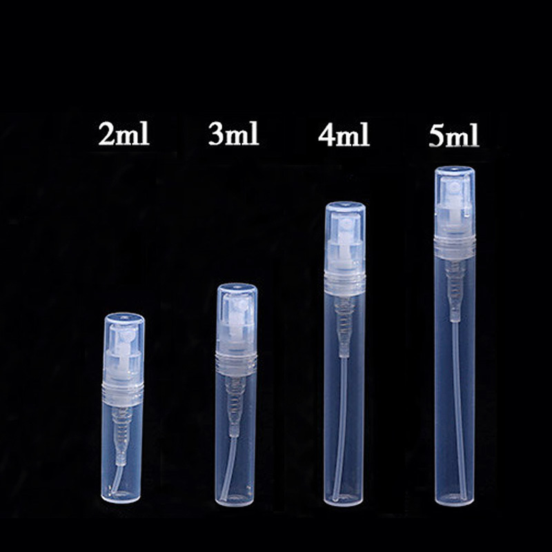 50pcs 2ml 3ml 4ml 5ml Empty Transparent Plastic Spray Bottle Makeup Perfume Atomizer Refillable Bottle Perfume Spray 220711
