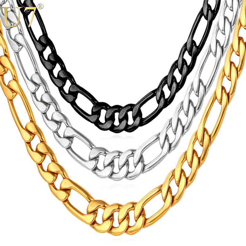 Chains Mens Figaro Chain Necklaces Stainless Steel Jewelry Black/Gold Drop Wholesale 5MM Choker/Long Necklace Men N141Chains
Chains Mens Figaro Chain Necklaces Stainless Steel Jewelry Black/Gold Drop Wholesale 5MM Choker/Long Necklace Men N141Chains