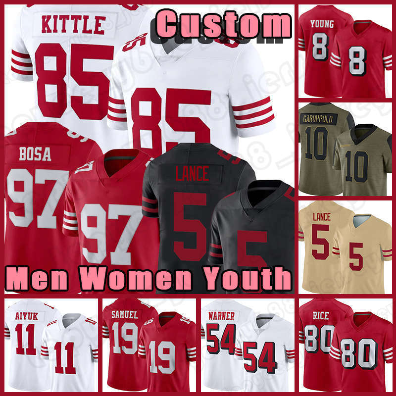 Nick Bosa 80 Jerry Rice Football Jerseys Jimmy Garoppolo San Trey Lance Deebo Samuel Fred Warner Frank Gore Francisco George Kittle Patrick Willis Lott, Custom men+patch (49ren)
Nick Bosa 80 Jerry Rice Football Jerseys Jimmy Garoppolo San Trey Lance Deebo Samuel Fred Warner Frank Gore Francisco George Kittle Patrick Willis Lott, Custom men+patch (49ren)