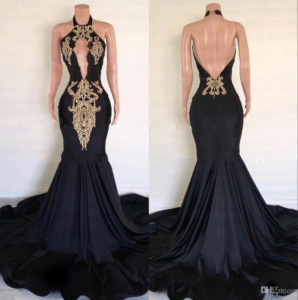 Long Mermaid Prom Dresses Sexy Halter Gold Applique Satin Backless African Women Black Girls 'Formal Party Evening Gowns, Lilac
Long Mermaid Prom Dresses Sexy Halter Gold Applique Satin Backless African Women Black Girls 'Formal Party Evening Gowns, Lilac