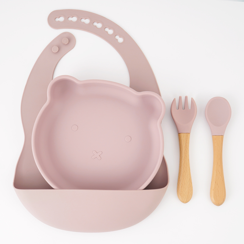 born Weaning Children's Tableware Waterproof Bib Feeidng Plates For Food Sucker Dishes Spoon Fork And Sippy Cup Baby Stuff 220512