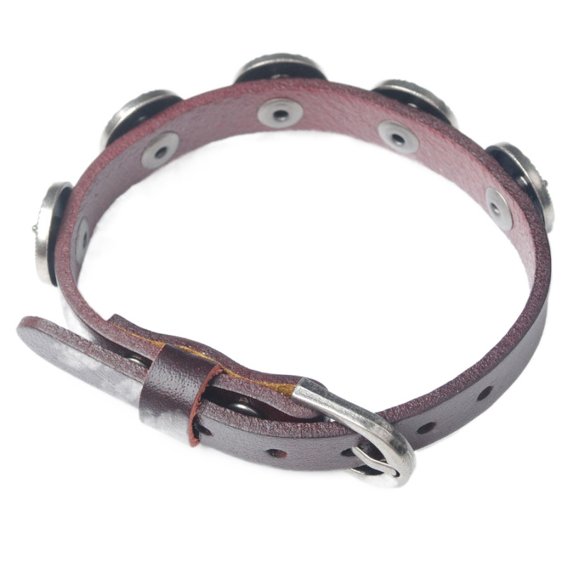 WOJIAER Leather Accessories Men's Silver Leather Wrist Adjustable Bracelets For Special Present BC018