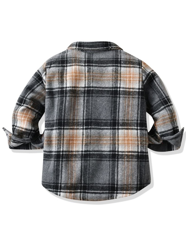 Toddler Boys Plaid Button Through Overcoat SHE