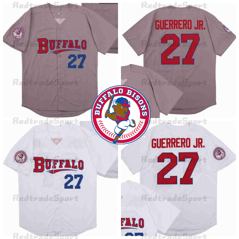 Mens Buffalo Bisons 27 Vladimir Guerrero Jr. Baseball Jerseys White Grey Stitched Shirts S-XXXL
Mens Buffalo Bisons 27 Vladimir Guerrero Jr. Baseball Jerseys White Grey Stitched Shirts S-XXXL