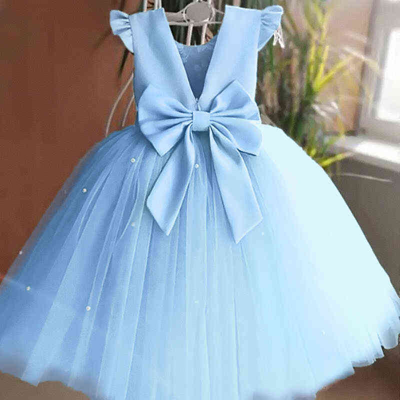 Baby Girls Wedding Dresses Toddler Kids Tulle Birthday Elegant Party Tutu Prom Gown 1 2 3 4 5 Years Children Christmas Costume Y220510