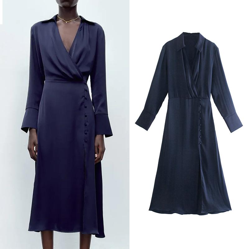 Casual Dresses Women Buttons Decorate Solid Dress Turn-down Collar Long Sleeve Ladies Elegant Vestidos LY9691, Black;gray
Casual Dresses Women Buttons Decorate Solid Dress Turn-down Collar Long Sleeve Ladies Elegant Vestidos LY9691, Black;gray