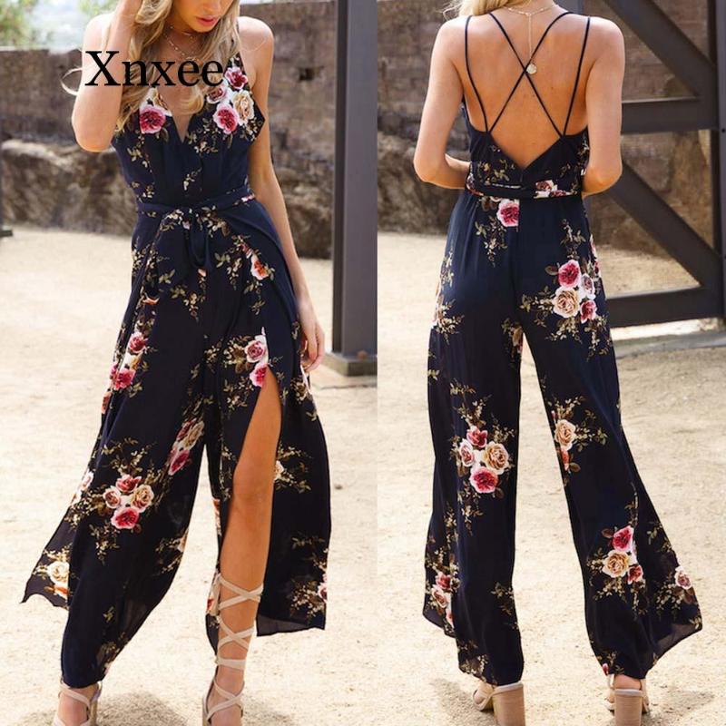 Women' Jumpsuits & Rompers Elegant Women Bohemian Backless Jumpsuit Sleeveless V-Neck Floral Printed Playsuit Loose Summer Navy Blue AnkleW
Women' Jumpsuits & Rompers Elegant Women Bohemian Backless Jumpsuit Sleeveless V-Neck Floral Printed Playsuit Loose Summer Navy Blue AnkleW