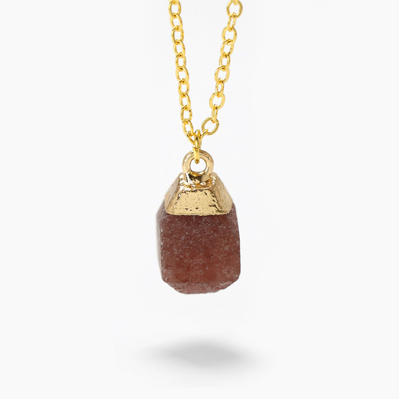Natural Geometric Stone Pendant Necklace For Women Men Black Tourmaline Agates Quartzs Pendant Gold Color Chain Fashion Jewelry