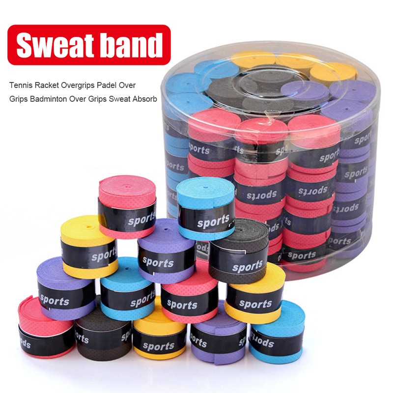 60pcs/Lot Tennis Racket Overgrips Badminton Sport Fishing Rods Over Grips Sweat Absorb Handle Wraps Tapes Sweatband