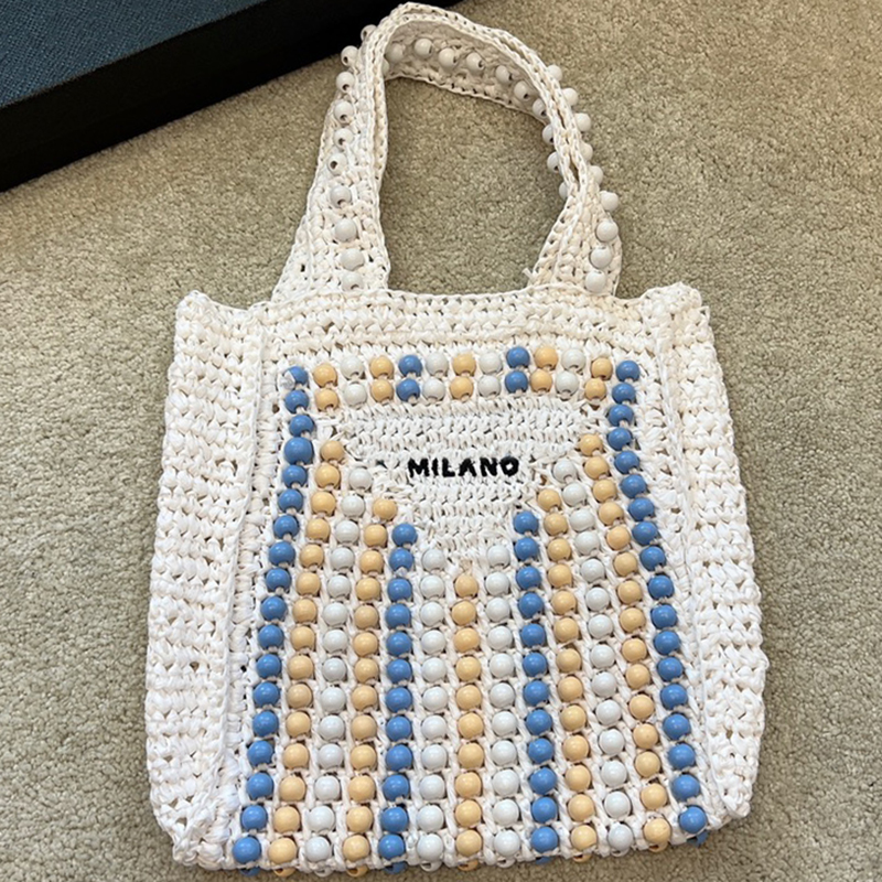 Beaded Straw Tote Bags Beach Bag Hollow Out Shoulder Bag Women Handbag Knitting Handbags Embroidered Letters Totes Color Match Beads Handle High Quality Purse, Gift box (not sold separately)
Beaded Straw Tote Bags Beach Bag Hollow Out Shoulder Bag Women Handbag Knitting Handbags Embroidered Letters Totes Color Match Beads Handle High Quality Purse, Gift box (not sold separately)