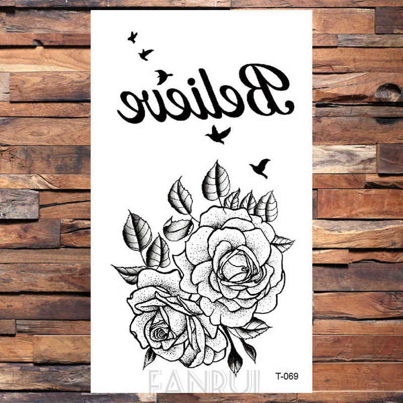 NXY Temporary Tattoo Cute Swallow Bird Feather Stickers Flower Branch Letter Water Transfer Women Body Chest Arm Art Men Hand 0330