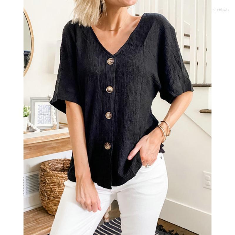 Women' Blouses & Shirts Women Summer Shirt Short Sleeve Solid Tops Female V-neck Blusas 2022 Elegant Office Ladies Blouse Clothes Chee22
Women' Blouses & Shirts Women Summer Shirt Short Sleeve Solid Tops Female V-neck Blusas 2022 Elegant Office Ladies Blouse Clothes Chee22