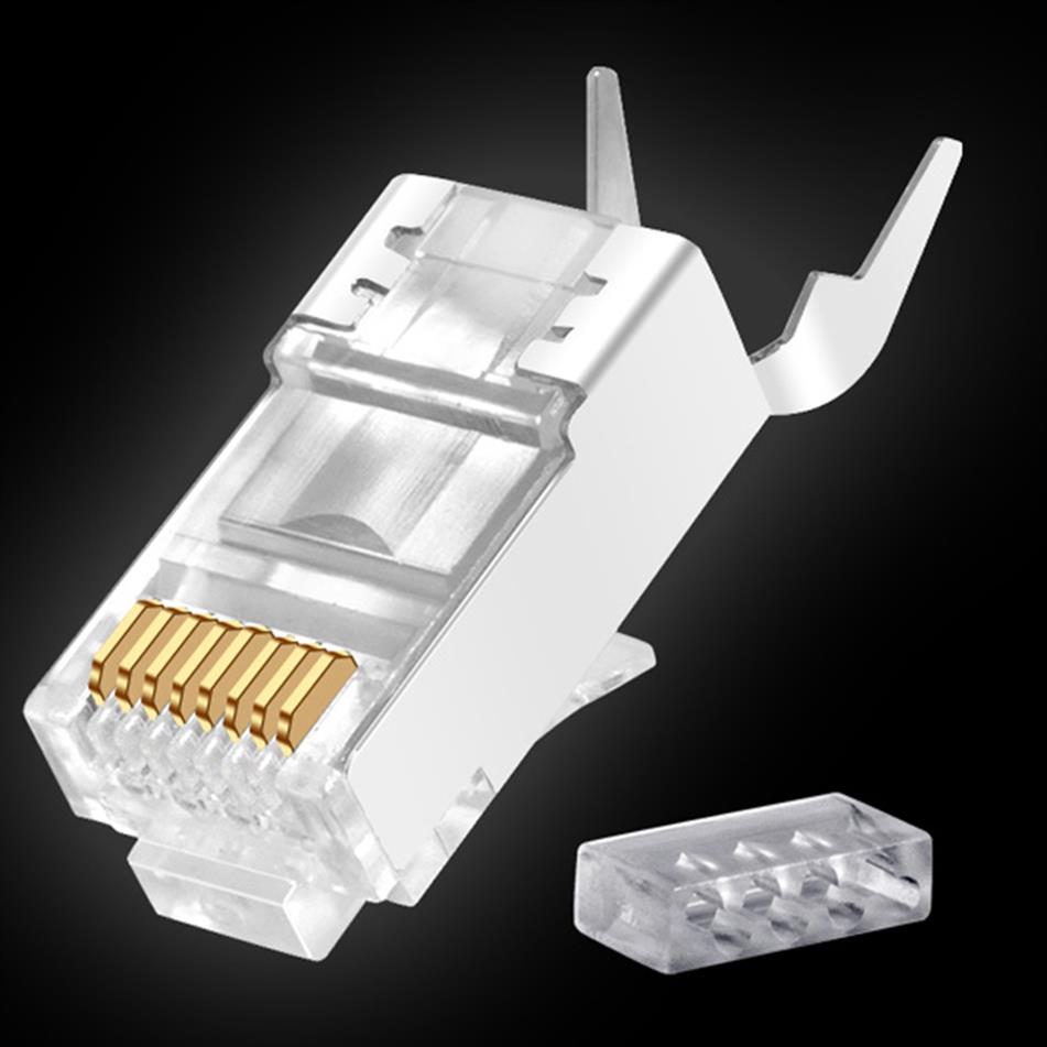 Epacket Cat6a Cat7 RJ45 Connector Crystal Plug Shielded FTP Modular Connectors Network Ethernet Cable2516
