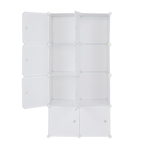 Storage Holders & Racks 8 Cube Organizer Stackable Plastic Cube Storage Shelves Design Multifunctional Modular Closet Cabinet with Hanging Rod White