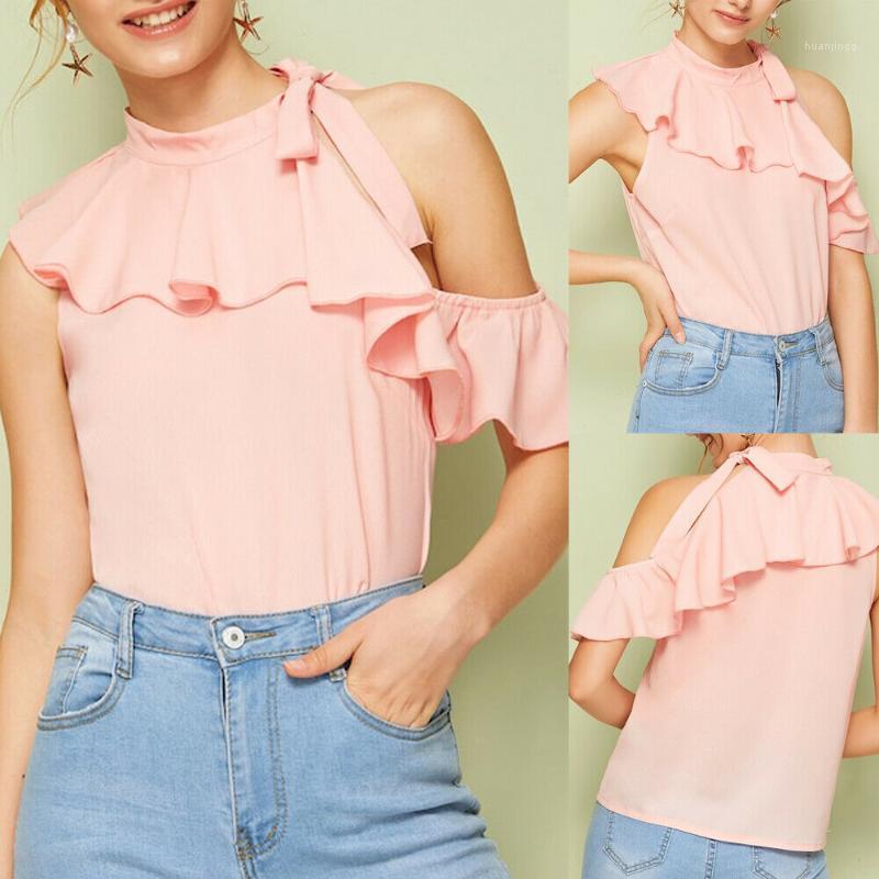 Women Elegant Shirts Short Sleeveless One Shoulder Solid Ruffles Chiffon Shirt Summer Tops Casual Sweet Women' Blouses, Pink
Women Elegant Shirts Short Sleeveless One Shoulder Solid Ruffles Chiffon Shirt Summer Tops Casual Sweet Women' Blouses, Pink
