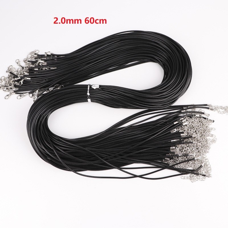 45cm 60cm Black 15mm 20mm Wax Rope Lobster Clasp Chains for Necklace Lanyard Jewelry Pendant Cords Making ACC8544990