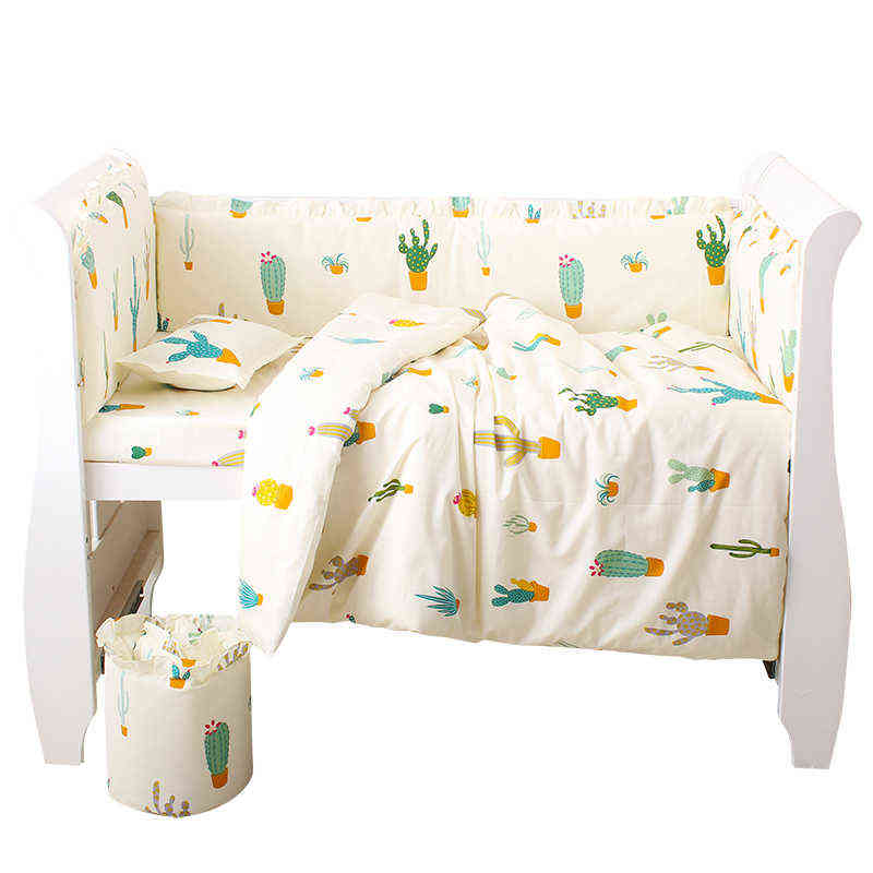 6pcs/set Blue Universe Design Crib Bedding Set Cotton Toddler Baby Bed Linens Include Baby Cot Bumpers Bed Sheet Pillowcase AA220326