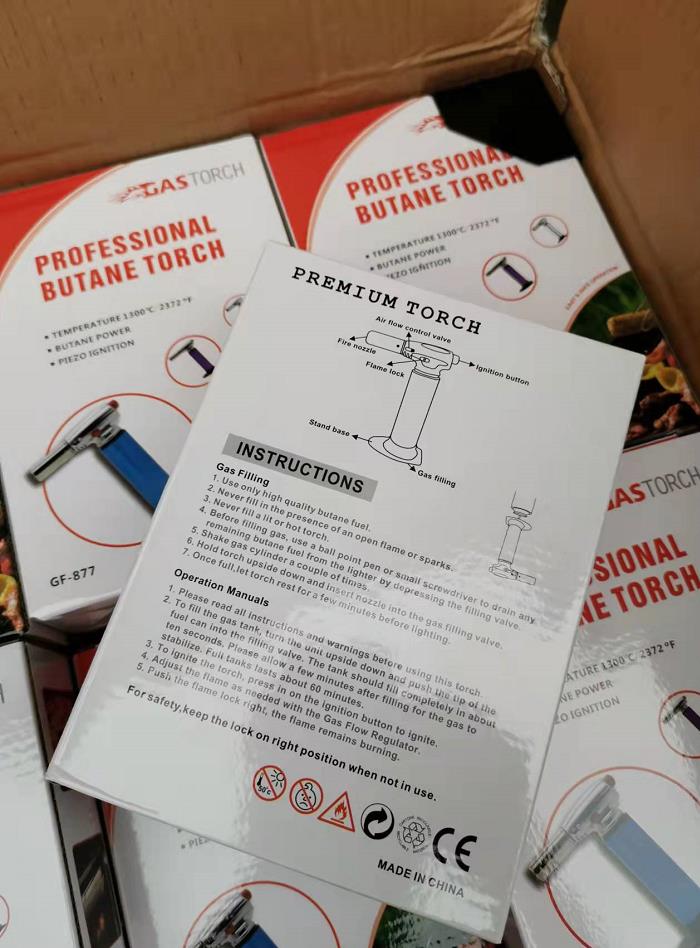 Hot Kitchen 1300C Butane Scorch Torch Welding Jet Flame Lighter Giant Heavy Duty Refillable Micro Culinary Lighters Self-igniting W260202