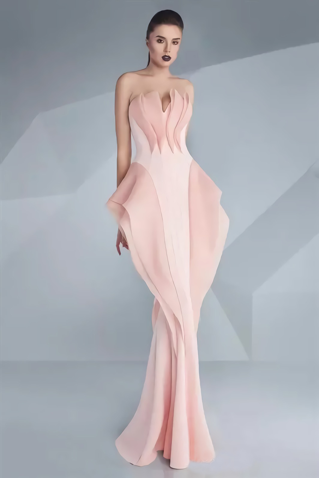 2022 Unique Mermaid Graduation Sleeveless Strapless Ruffles Prom Gowns Sweep Train Red Carpet Formal Party Dress
2022 Unique Mermaid Graduation Sleeveless Strapless Ruffles Prom Gowns Sweep Train Red Carpet Formal Party Dress