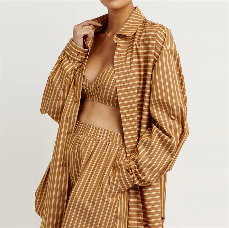 Women' Tracksuits British Style Striped Single Breasted Long-sleeve Lapel Shirt And Shorts Fashion Casual Three-Piece SetWomen, Army green
Women' Tracksuits British Style Striped Single Breasted Long-sleeve Lapel Shirt And Shorts Fashion Casual Three-Piece SetWomen, Army green