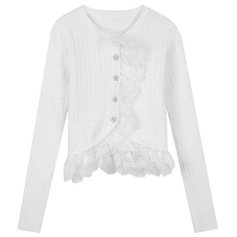 Women's Knits & Tees 2022 Solid Patchwork Lace Cardigan Fall Women Simple O-neck Cropped Sweater Spring Single Breasted Knitted Tops, White
Women's Knits & Tees 2022 Solid Patchwork Lace Cardigan Fall Women Simple O-neck Cropped Sweater Spring Single Breasted Knitted Tops, White