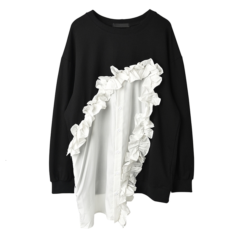 LANMREM fashion female's long sleeve shirt women hoodies Vestido 201203