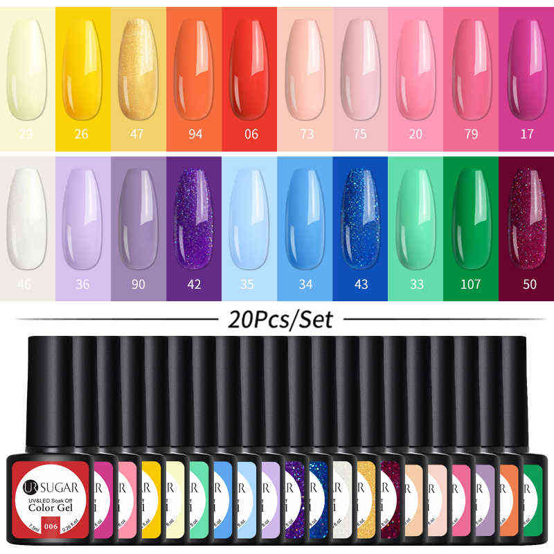 NXY Nail Gel 20pcs Glitter Uv Polish Set Rose Gold Nude Pink Series Led Varnish Semi Permanent Sequins 0328