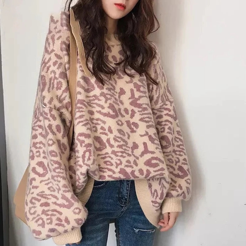 Winter Printed Pullovers Women Leopard Knitted Sweater Thick Oversized Sweater Casual Loose O Neck Knitwear Long Sleeved Jumper 220816, Purple
Winter Printed Pullovers Women Leopard Knitted Sweater Thick Oversized Sweater Casual Loose O Neck Knitwear Long Sleeved Jumper 220816, Purple