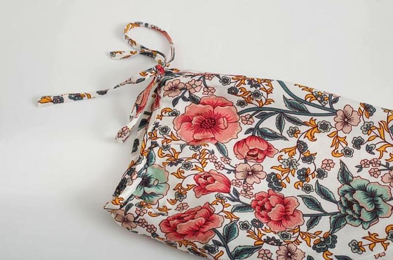 Bohemia Contrast color Floral print Short Summer BOHO Dress Holiday Woman Button v neck Adjust Waist Short Sleeve Dresses Beach 220511