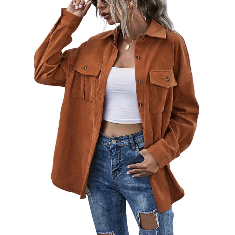Women' Jackets Women Corduroy Shirt Jacket, Adults Button-down Solid Color Long Sleeve Lapel Outerwear With Pockets Spring Autumn
Women' Jackets Women Corduroy Shirt Jacket, Adults Button-down Solid Color Long Sleeve Lapel Outerwear With Pockets Spring Autumn