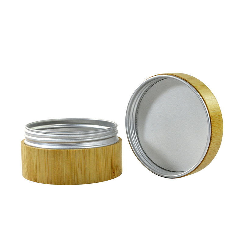 Natural Bamboo Cosmetic bottles face body Cream Jars Aluminium Inner 50g Storage Bottle Biodegradable