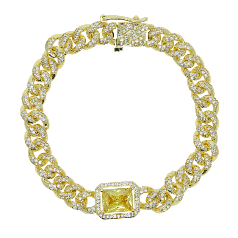 2024 Cuban k Bracelet, Colorful CZ Charm Bracelet for Women, Hip Hop Jewelry