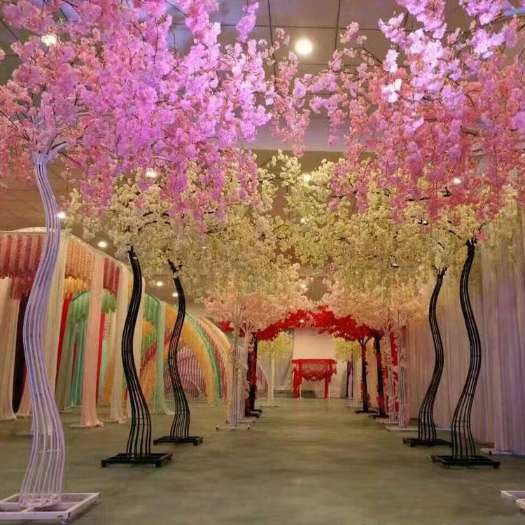 2.6M height silk Artificial Cherry Blossom Tree road lead Simulation Cherry Flower with Iron Arch Frame For Wedding mall party Props