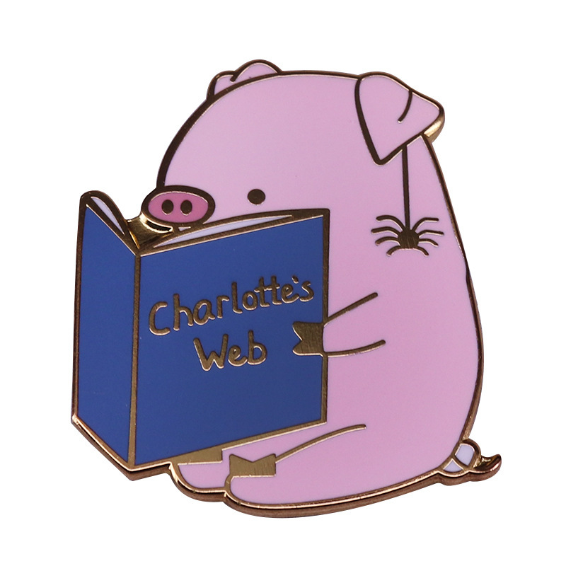 Charlottes Webs Hard Enamel Pin Fashion Cartoon Animals Gold Medal Brooch Cute Piggy Wilbur and Spider Friendship Unique Gift, As picture
Charlottes Webs Hard Enamel Pin Fashion Cartoon Animals Gold Medal Brooch Cute Piggy Wilbur and Spider Friendship Unique Gift, As picture