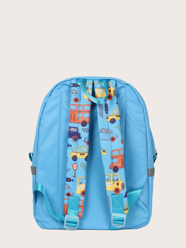Boys Car Print Functional Backpack With Coin Purse SHE