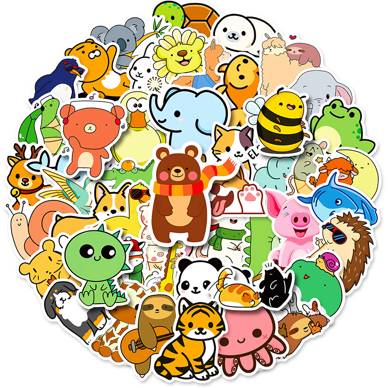 50 Piece Cute little animal graffiti Sticker Phone Laptop Skateboard Car Stickers Pack for Luggage Guitar Helmet Water cup Sticker