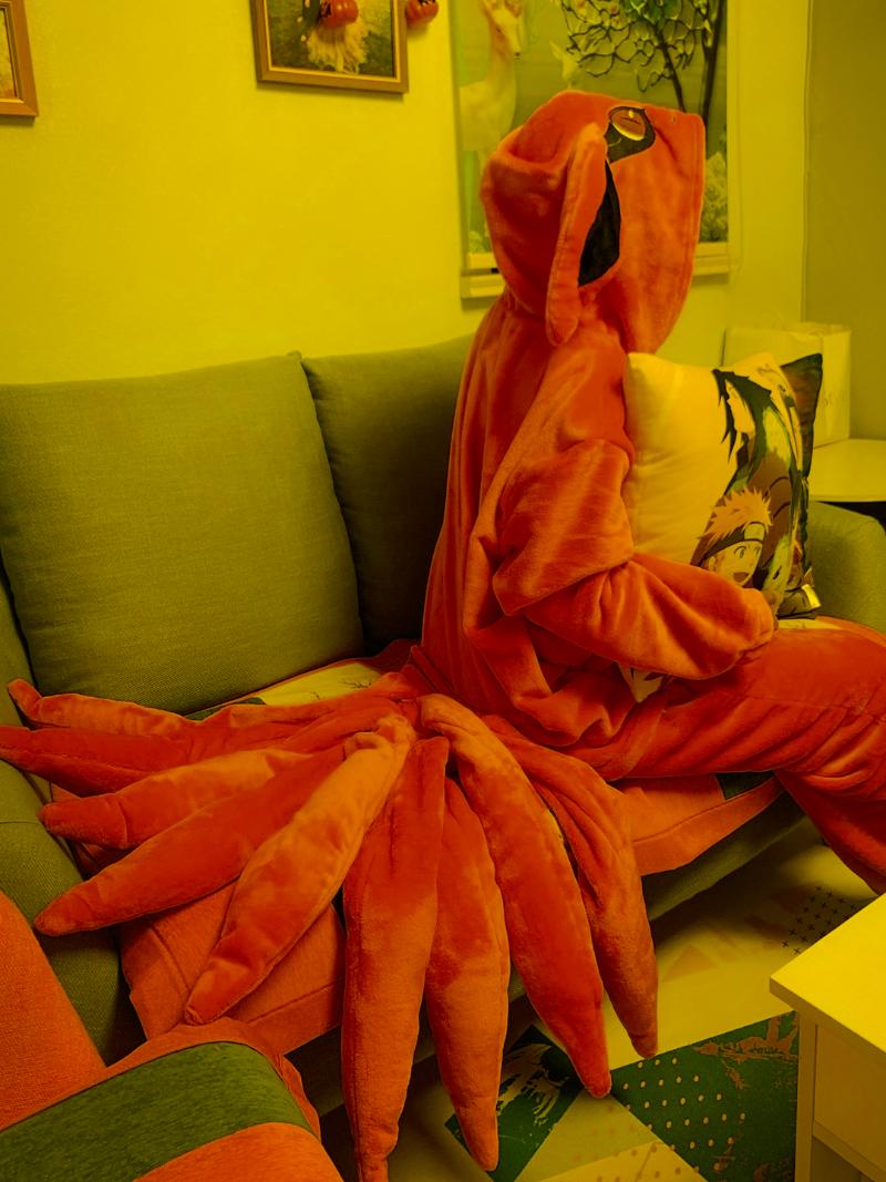 Men039s Tracksuits Anime Kurama Nine Tailed Pajamas Cosplay Costume Adult Jumpsuits Flannel Home Sleepwear Unisex Nightgown Sui